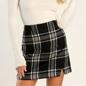 Lulus Spence Plaid Skirt Black Size Small